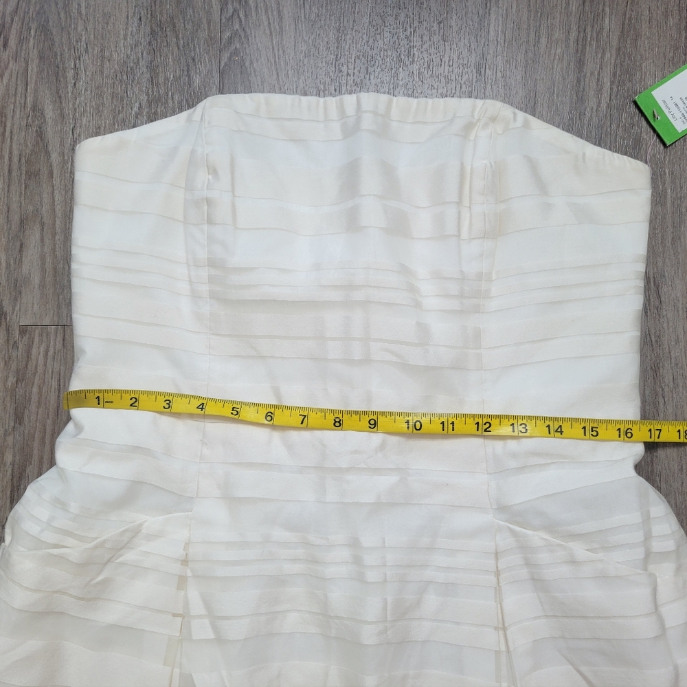 NWT Lilly Pulitzer Blossom Strapless Dress Resort White Wrapping Stripe Silk 14 - Picture 15 of 16